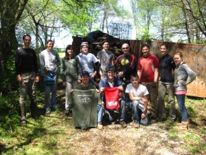 Members of the Green River Grotto and other groups cleaned Crumps Cave Education and Research Reserve in Warren County on April 21. Front row (from left): Clint Barber, Kegan McClanahan, Tristin Thomas; back row: Sergey Tokarev, Tammy Britt, Merrie Richardson, Cayce Johnson, Alex Goldman, Phil Goldman, Dorian Goldman, Laura Sangalia, Megan Remillard.