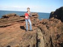 Shelby Rader visited Siccar Point along the coast of Scotland as part of her WKU in England experience at Harlaxton College.