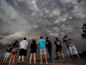The WKU group viewed mammtus clouds near Ogallala, Neb. (Photo by Josh Durkee)