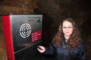 Dr. Leslie North records audio while exploring Tiefenhohle in Germany. 