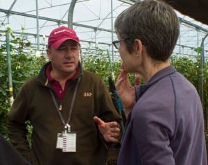 Faculty leader Melissa Stewart (Modern Languages) translated for the WKU group at a flower farm. (Photo by Neil Purcell)