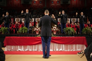 WKU ROTC commissioned four cadets during the afternoon ceremony on May 14. Eight cadets were commissioned during the weekend ceremonies. (WKU photo by Bryan Lemon)