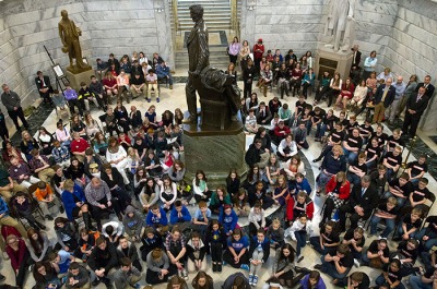 More than 200 gifted students, educators, parents, and gifted education advocates fill the Capitol rotunda for a ceremony celebrating Gifted Education Month in Kentucky February 3, 2016, in Frankfort. The 2017 ceremony will be held Wednesday, February 8. (Photo by Sam Oldenburg)
